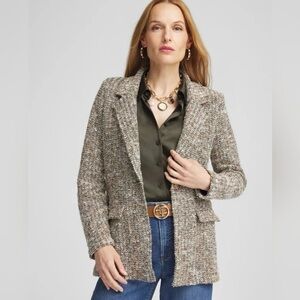 NWT Chico's Women's Tweed Jacket in Olive Size Chicos 2 (Size L)